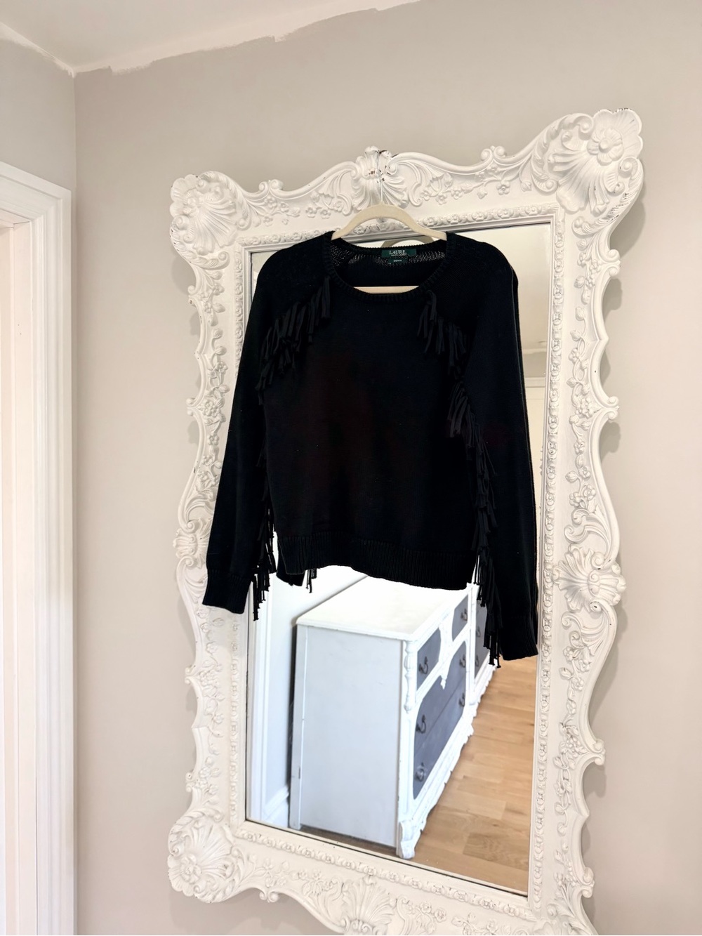 Ralph Lauren Brygida Black Fringe Crewneck Sweater - Picture 2 of 5